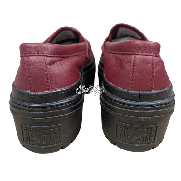 Converse All Star Lugged Heel Leather Loafer Deep Bordeaux Burgundy Red Womens 9 - Picture 3 of 9